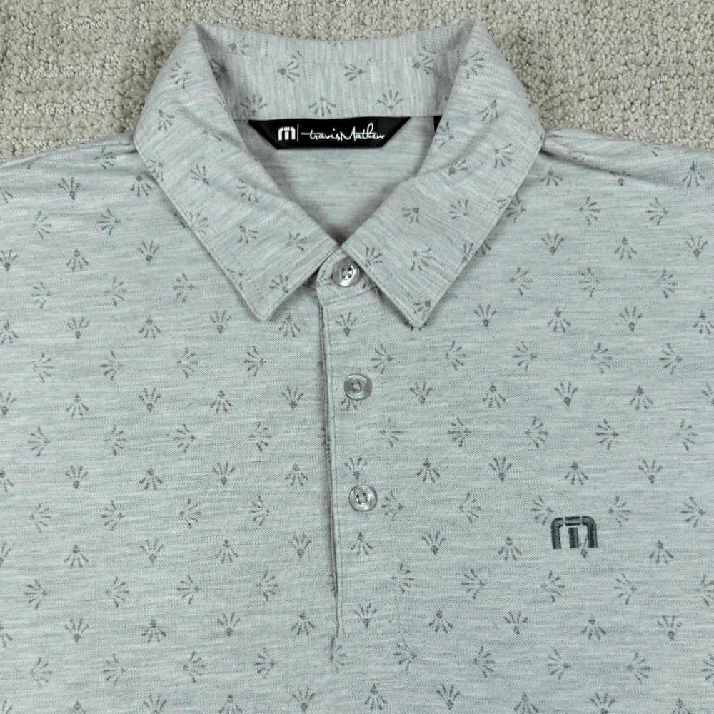 Travis Mathew Mens Medium Gray Stretch Performance Golf Polo Shirt